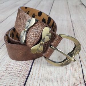 3/$20 Betsey Johnson Brown Bronze Textured Belt